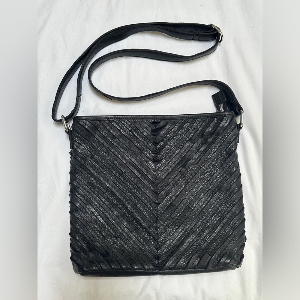Day & Mood Black Leather Jamie Crossbody Handbag